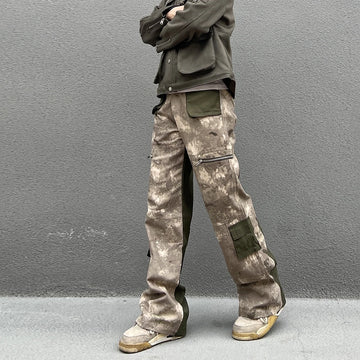 Aidase Vintage Camouflage Denim jean Street Wear Functioncan Patches Casual Jeans Pants Mens Baggy straight Leg Camou Jeans Overalls aidase-shop